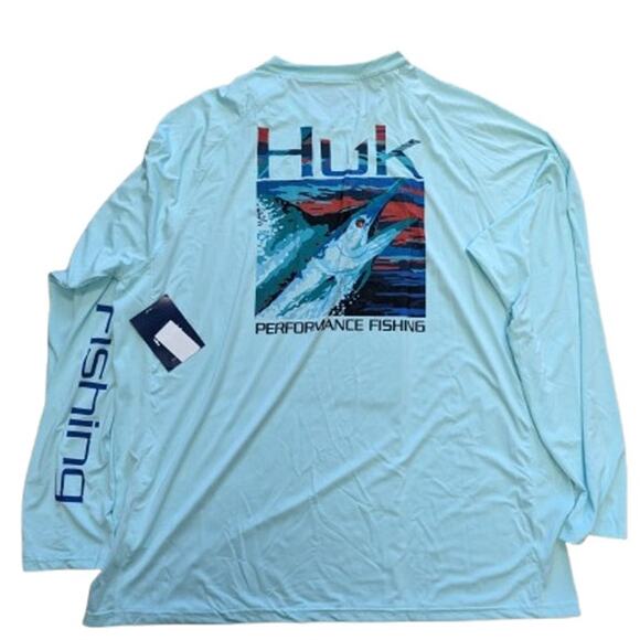 HUK Men Standard VC Pursuit Long Sleeve Shirt-Marlin Bright-Seafoam-2XL-NWT-C295 - Picture 6 of 8